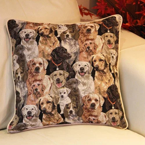 Miniatura 5 de Signare Funda de almohada cuadrada de doble cara para tapiz, 18 x 18 pulgadas (sin relleno), diseño de perro labrador