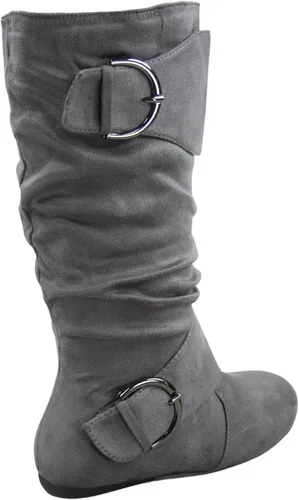 Miniatura 2 de FZ-Fits Botas de mujer con hebilla lateral, cierre de cremallera, puntera redonda, planas, con tacón bajo, de media pantorrilla