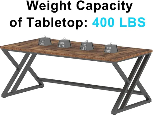 Miniatura 8 de LVB - Escritorio para computadora de 70.8" de madera industrial extralargo para oficina en casa, escritorio grande rústico moderno de metal