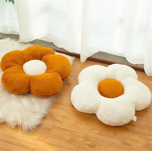 Miniatura 3 de YILANLAN Cojín de felpa con diseño de flores, lindo y cómodo, para oficina, sala de estar, decoración de cama, decoración simple para habitación