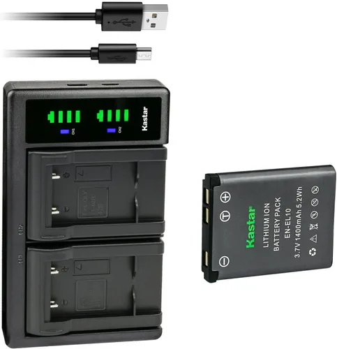 Miniatura 10 de Kastar 2 baterías y cargador USB LTD2 compatible con batería Nikon EN-EL10, cargador MH-63, Coolpix S60 S80 S200 S202 S203 S210 S220 S230 S500 S510