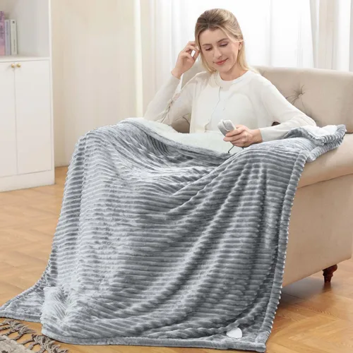 Miniatura 9 de Manta térmica – Manta eléctrica tamaño Queen de 84 x 90 pulgadas, manta térmica de franela suave con 10 ajustes de tiempo, 6 ajustes de calor, Rosa