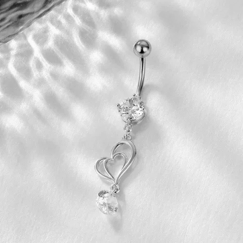 Miniatura 5 de NASAMA Piercing de ombligo de acero inoxidable 14G para mujer, joyería de piercing para el ombligo CZ