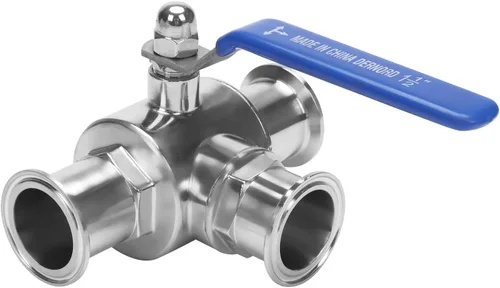 Miniatura 13 de DERNORD Válvula de bola sanitaria de tres abrazaderas de 1.5 pulgadas, válvula de bola de 3 vías T-Port de acero inoxidable 304, revestimiento