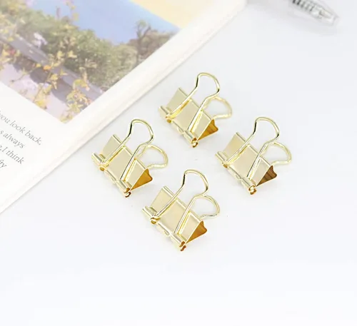 Miniatura 3 de Clips de carpeta dorados, clip de papel mini, abrazaderas de papel pequeñas de 15mm (5/8 pulg.), paquete de 100 clips de micro tamaño para oficina