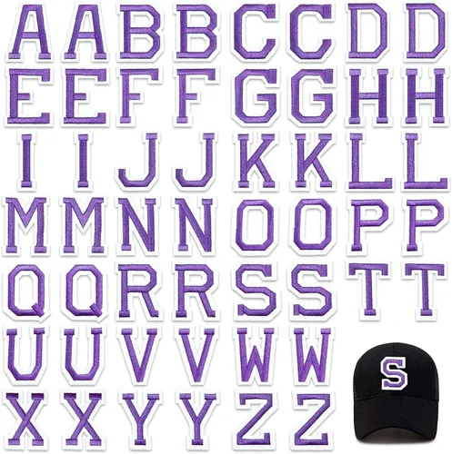 Miniatura 24 de Jongdari Parches para planchar con letras y números para ropa, parches de alfabeto bordado de 2" para chaqueta Letterman A-Z y apliques 0-9 para Rojo