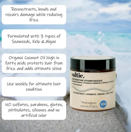 Miniatura 3 de Mascarilla capilar con vitamina y acondicionador profundo con aceite de coco orgánico - Restaura los daños secos - Repara el daño - reduce