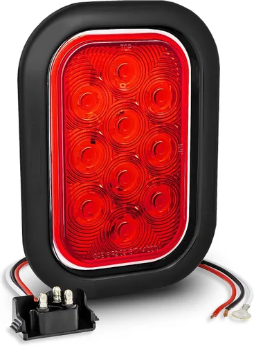 Miniatura 19 de TRUE MODS Kit de 2 luces traseras LED rectangulares rojas de 5x3 3x5 pulgadas [DOT FMVSS 108] [SAE I6 P2 S2 (3) T] [Ojales/Tapones] [Sumergible] Rojo