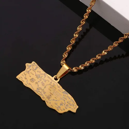 Miniatura 4 de Collar con colgante de mapa de Puerto Rico de acero inoxidable, joyería de mapa de puertorriqueños