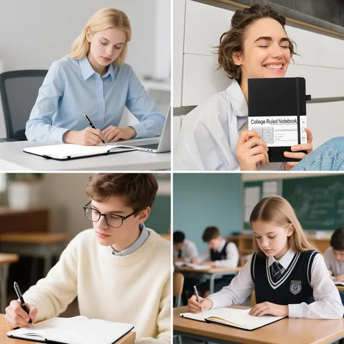 Miniatura 7 de Cuadernos A5 rayados para trabajo, 192 páginas, tamaño mediano de 5.7 x 8.3 pulgadas, con rayas universitarias, diarios de tapa dura de cuero vegano