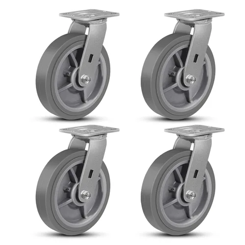 Miniatura 18 de Juego de 4 ruedas giratorias industriales de 5 pulgadas de alta resistencia con capacidad de carga de 3200 libras, ruedas de goma para muebles