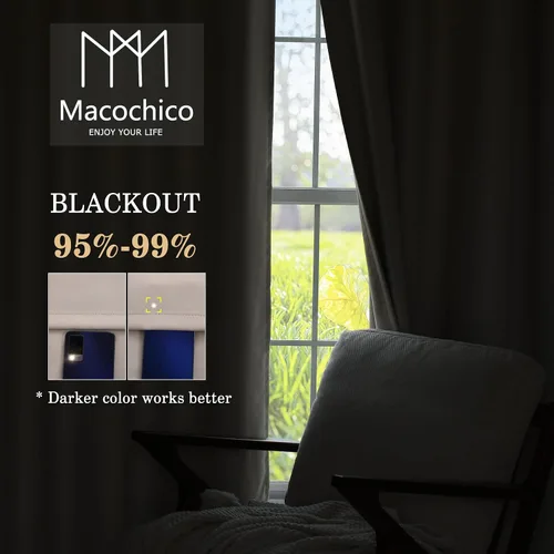 Miniatura 7 de Macochico Cortinas plisadas opacas negras con aislamiento térmico para cine en casa, sala de estar, oficina o área de negocios