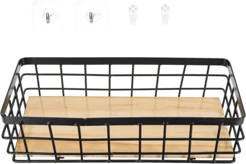 STOBAZA Cesta de almacenamiento de hierro para colgar en la pared, cesta de flores, estante de almacenamiento, caja de cosméticos, marco de hierro,