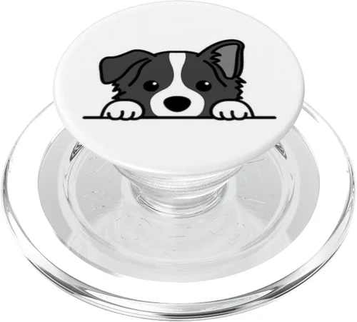 Miniatura 8 de Lindo Happy Baby Border Collie, cachorro de perro en blanco y negro PopSockets intercambiables PopGrip
