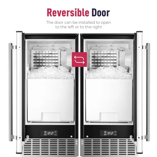 Miniatura 8 de ICYGLEE Máquina comercial para hacer hielo debajo del mostrador, 80 libras/día con almacenamiento de 24 libras, limpieza automática, temporizador
