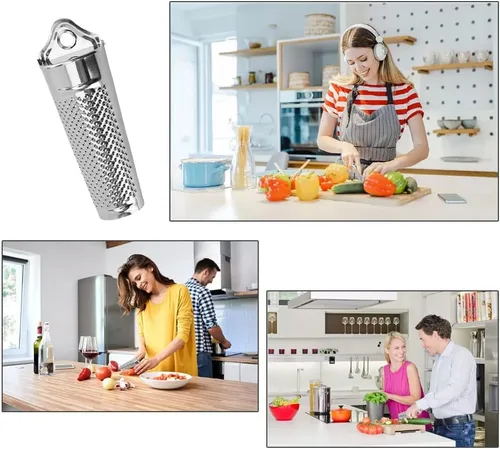 Miniatura 7 de Rallador de nuez moscada de acero inoxidable, molinillo de nuez moscada de mano con recipiente para cocina, queso duro, frutas cítricas, ajo, nuez