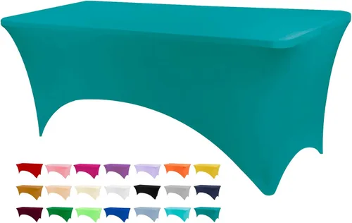 Miniatura 8 de BDDC - Fundas de mesa para mesas de 6 pies, manteles elásticos lavables y resistentes a las arrugas de color azul real de 6 pies para eventos
