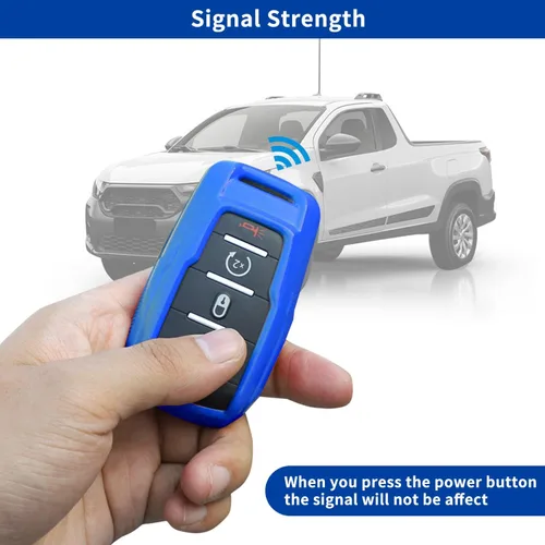 Miniatura 2 de Funda de llavero ABS para Dodge RAM 1500 2500 3500 2018-21023, carcasa protectora de llavero inteligente sin llave (azul)