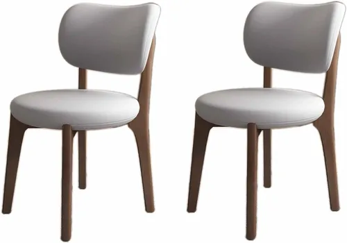Miniatura 30 de Juego de 2 sillas de comedor tapizadas de cuero suave, sillas de comedor de madera maciza, con asiento acolchado y patas de madera para cocina, sala