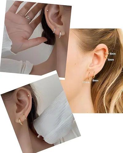 Miniatura 7 de Aretes de acero inoxidable 316L, argollas de 1564, 516, 2564, 716, 1532 y 3564 pulgadas, arracadas hipoalergénicas, para el cartílago, hélix