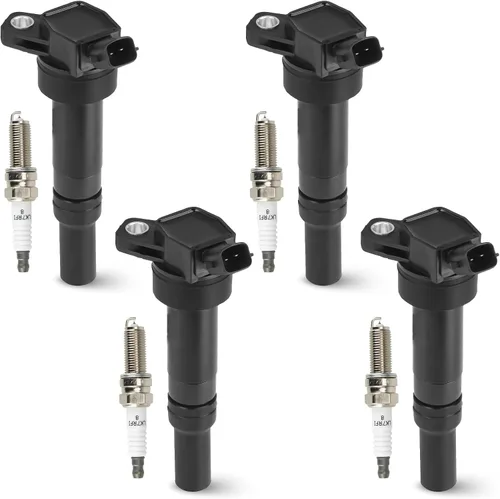 Paquete de 4 bobinas de encendido con 4 bujías de iridio compatibles con Hyundai Elantra Coupe GT Tuscon Kia Forte Koup Soul 1.8L 2.0L, reemplazo