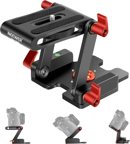 Neewer Cabezal de trípode Z-Flex mejorado tipo Z con 4 botones de ajuste/fijación, placa de liberación rápida y nivel de burbuja para