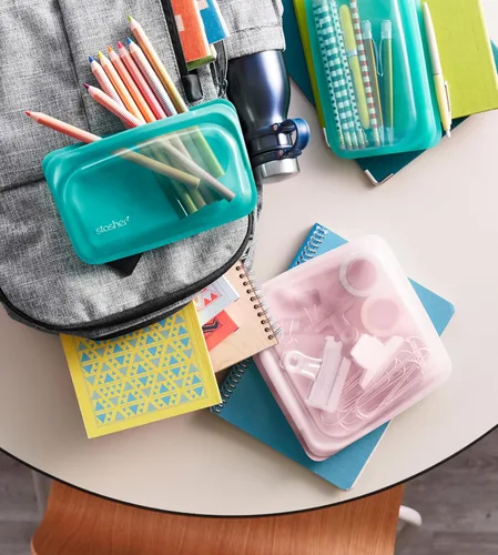 Miniatura 3 de Stasher Bolsa de Silicona Premium Reutilizable para Almacenamiento de Alimentos y Snacks, Aqua, Apta para Microondas, Sous Vide, Lavavajillas, Horno