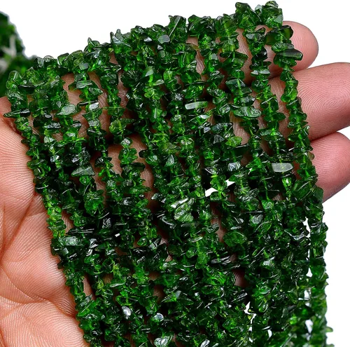 Miniatura 4 de Cuentas de diópsido cromadas, cuentas de chips verdes para hacer pulseras, cuentas sueltas de 0.157 a 0.236 pulgadas a granel, 34 pulgadas (AMB-283)