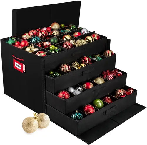 Miniatura 19 de HOLDN' STORAGE Caja de almacenamiento para adornos navideños con divisores, capacidad para 72 adornos (3 pulgadas), contenedor grande de Rojo