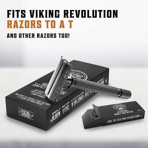 Miniatura 4 de SHAVING REVOLUTION Cuchillas de afeitar de doble filo, seguridad para hombre para afeitar, acero inoxidable japonés platino, un afeitado suave