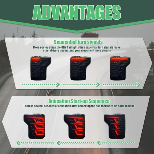 Miniatura 3 de letsdate Luces traseras ahumadas compatibles con camioneta F150 de 13ª generación 2015-2019 halógenas de fábrica solo con animación con luces
