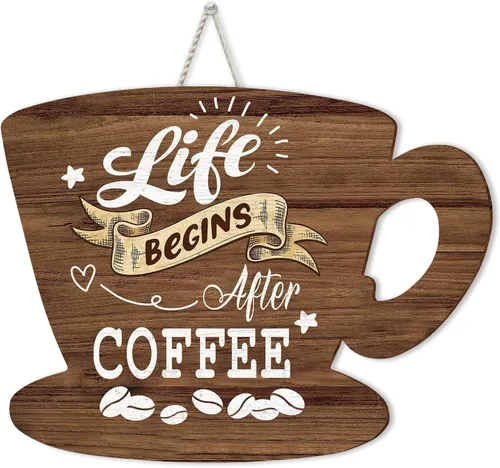 Miniatura 10 de Letrero de madera de barra de café personalizado, placa de pared para decoración de cocina, regalos personalizados para amantes del café, café 02
