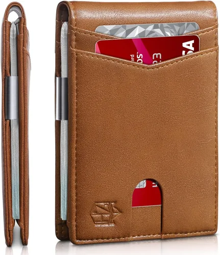 Miniatura 13 de Zitahli - Billetera delgada con 12 ranuras para tarjetas, ventana de identificación con clip para dinero, bolsillo frontal RFID plegable, pequeña