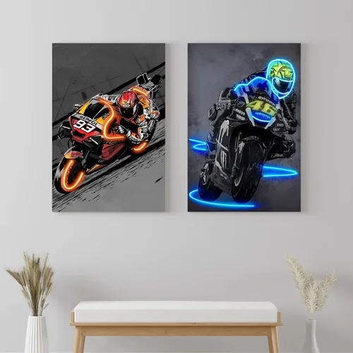 Miniatura 6 de Sorventina Pintura en Estilo Neón Naranja #93 RC213V Bicicletas de Carrera en Arte de Pared - Lienzo Envuelto de 16x24, Sin LED, Decoración Ideal