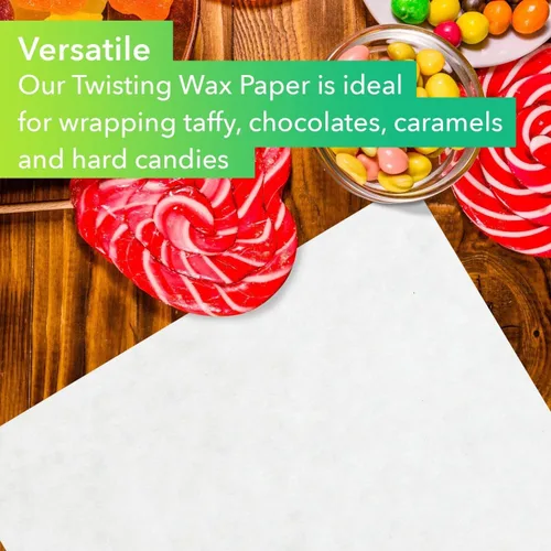 Miniatura 4 de Hojas de papel encerado retorcidas para alimentos (100) – Envolturas de caramelo rectangulares antiadherentes – Papel de pastelería semitranslúcido