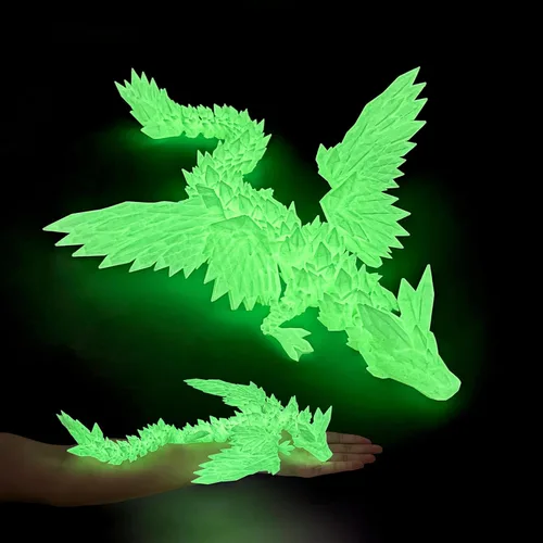 Miniatura 7 de Dragón Impreso en 3D - Dragón Articulado Volador de 18 Pulgadas con Alas, Juguete Fidget de Cristal Alado Flexible, Decoración del Hogar, Regalo