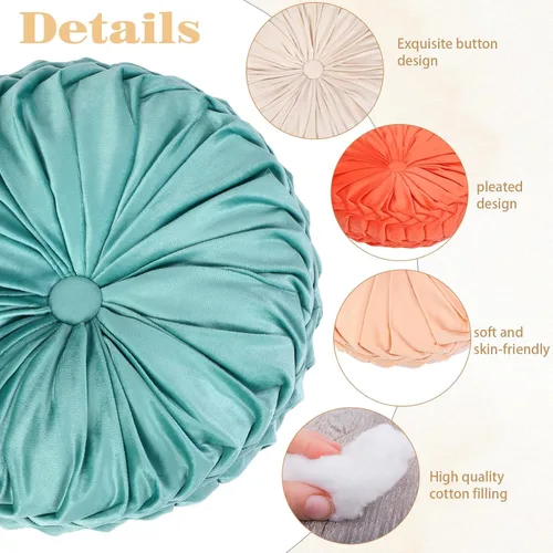Miniatura 2 de Yerliker 6 cojines de suelo redondos de terciopelo de 15 pulgadas, cojines flexibles y coloridos para sofá, silla, sala de estar, dormitorio