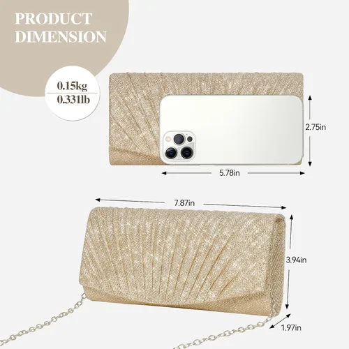 Miniatura 3 de Bolso de noche para mujer, bolso cruzado brillante para boda, fiesta formal, cóctel, baile de graduación