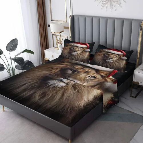 Miniatura 9 de Sábanas de árbol de Navidad tamaño individual, sábanas de cama negras y doradas, microfibra suave, bolsillo profundo, sábanas y fundas de almohada