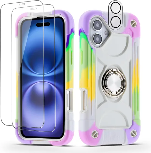 Miniatura 29 de Funda para iPhone Se3/iPhone Se2, iPhone 6/6S, iPhone 7/iPhone 8 de 4.7 pulgadas con soporte de anillo, con 2 protectores de pantalla resistentes