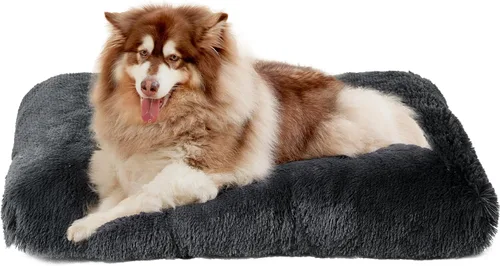 Miniatura 13 de EHEYCIGA Cama Esponjosa para Jaula de Perros Grandes, Almohadilla de Jaula de Piel Sintética Afelpada, Cama Calmante Anti-Ansiedad para Perros Negro