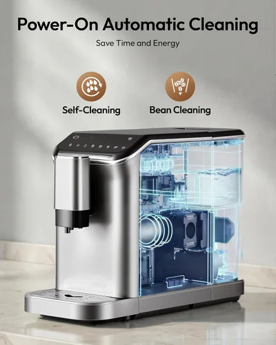 Miniatura 8 de EUHOMY Máquina de café espresso totalmente automática, cafetera de 20 barras con molinillo y espumador de leche integrado, máquina de café