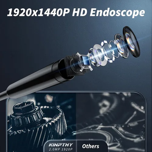Miniatura 7 de Cámara endoscopio con luz, herramientas de boroscopio HD 1920P con 8 luces LED ajustables, endoscopio con cámara de serpiente semirrígida
