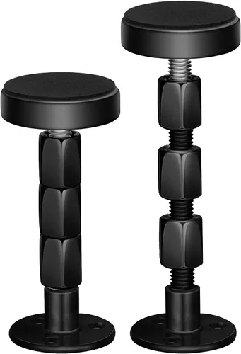 Miniatura 10 de 2 piezas de marco de cama ajustable negro anti-sacudidas, tapones de cabecera con almohadillas y tornillos para muebles, no más crujidos, protege