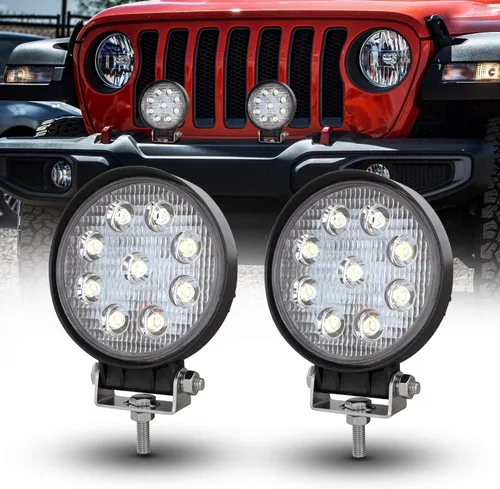 Miniatura 9 de Willpower 2 piezas de 27 W de 2200 lm, barra de luz de trabajo LED redonda, lámpara de conducción de haz puntual para todoterreno, SUV, barco, Jeep