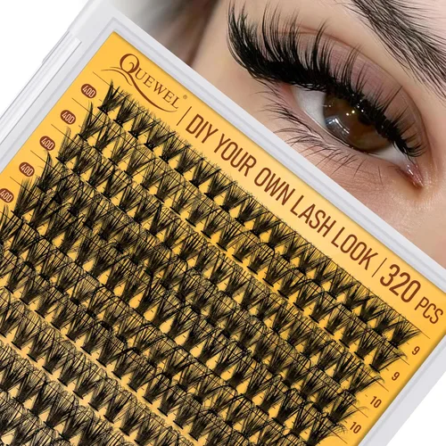 Miniatura 27 de QUEWEL 580 racimos de pestañas 30D+40D+50D+60D+80D+100D racimos de pestañas wispy de 10-18mm, pestañas individuales en racimo reutilizables