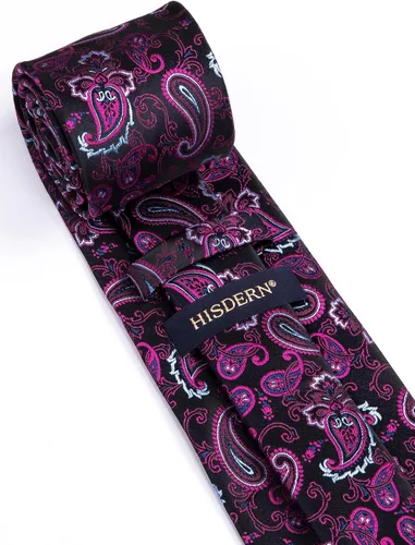 Miniatura 200 de HISDERN Corbatas para hombre, corbata de cachemira y bolsillo cuadrado tejido clásico floral para hombre, corbata de fiesta de boda