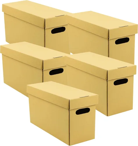 Lineco Cajas de almacenamiento de archivos listas para montar para organizar y almacenar documentos, impresiones o fotos. Cartón corrugado buffered
