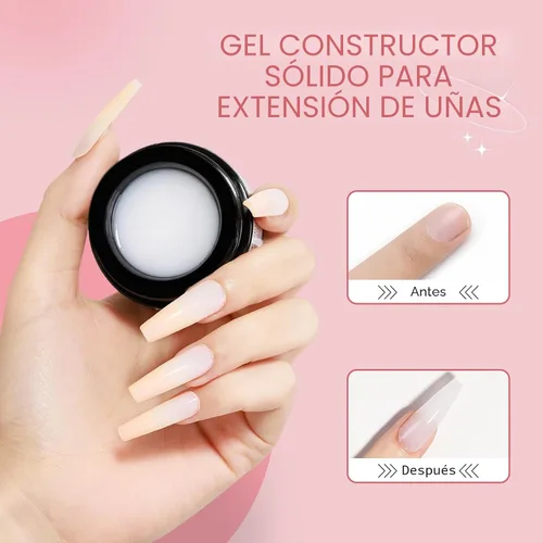 Miniatura 2 de Gel de arte de uñas 3D transparente y blanco, gel sólido constructor para uñas, antiadherente, para escultura de manos, geles duros con doble