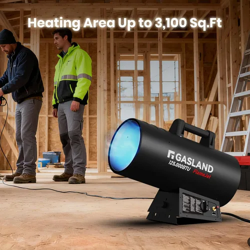 Miniatura 3 de GASLAND Flame Jet Calentador de Aire Forzado de Propano de 125,000 BTU, Calentador de Propano Portátil para Garaje, Taller, Sitio de Trabajo